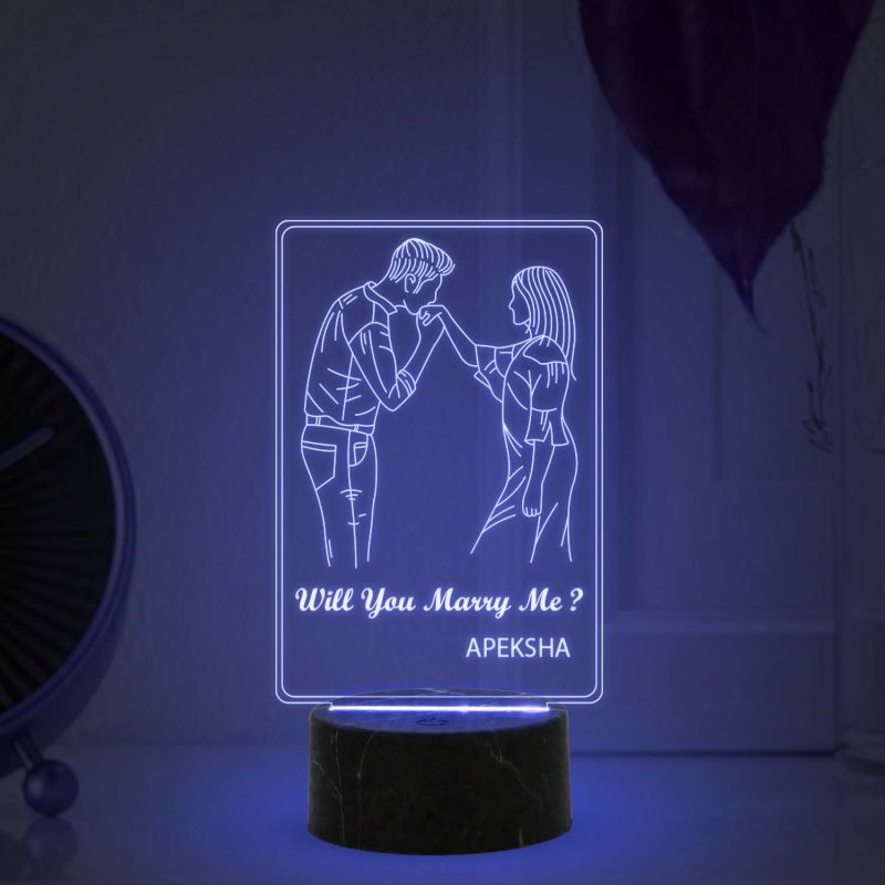 Will you marry me couple night lamp with Multicolored Light Customized with Name Gift for Wife, Husband
